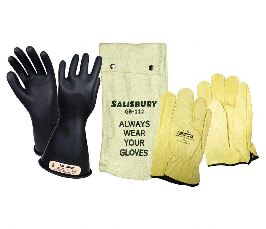 SALISBURY Guantes para Electricista , Negro , Caucho Natural