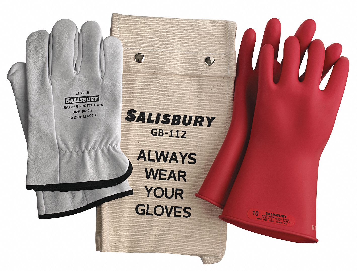 SALISBURY Juego de Guantes Eléctricos Rojo Goma Natural , Clase 0 , Tamaño 8 - Kits de Guantes Eléctricos - 3RMX6 | GK011R/8 - Grainger México