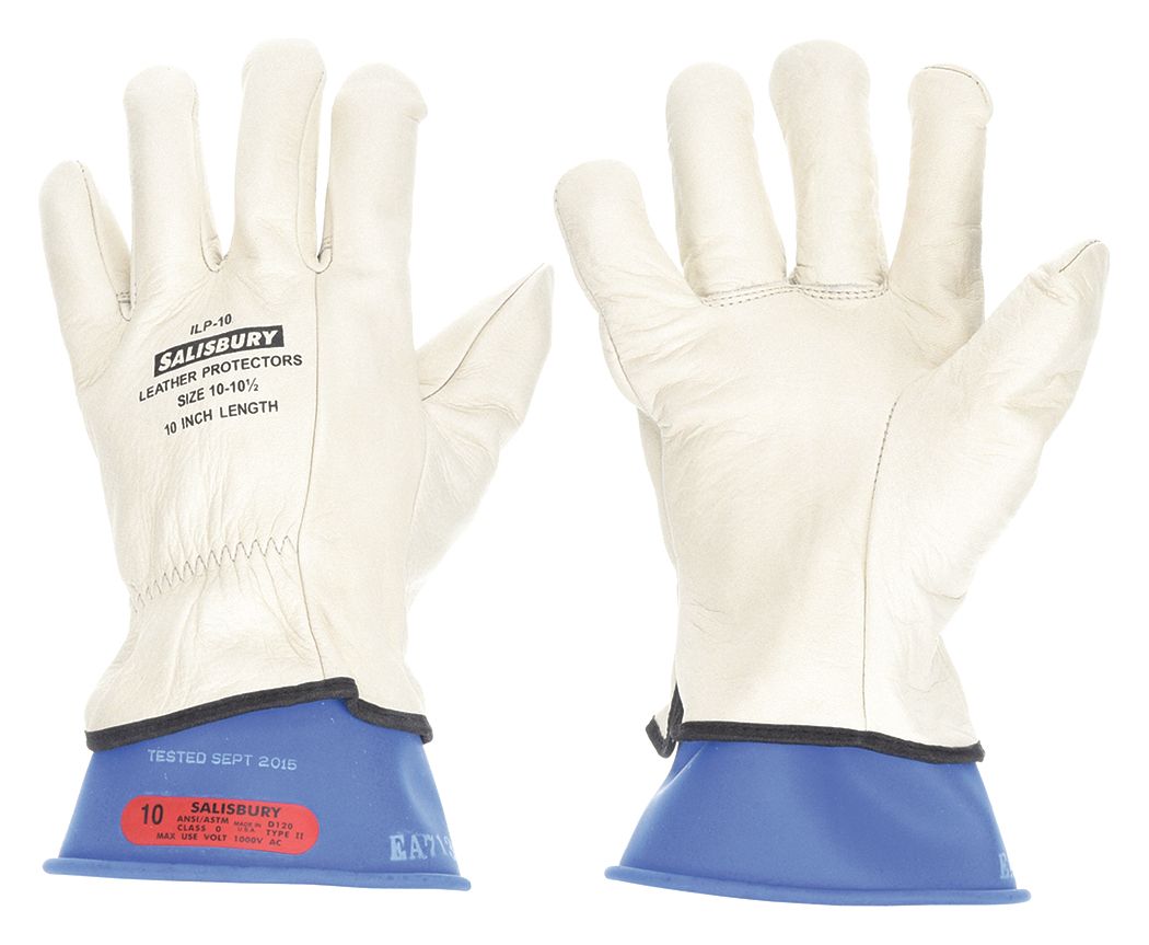 ELECTRICAL GLOVE KIT, 1000V AC/1500V DC, 11 IN LENGTH, BLUE, CLASS 0, SIZE 9