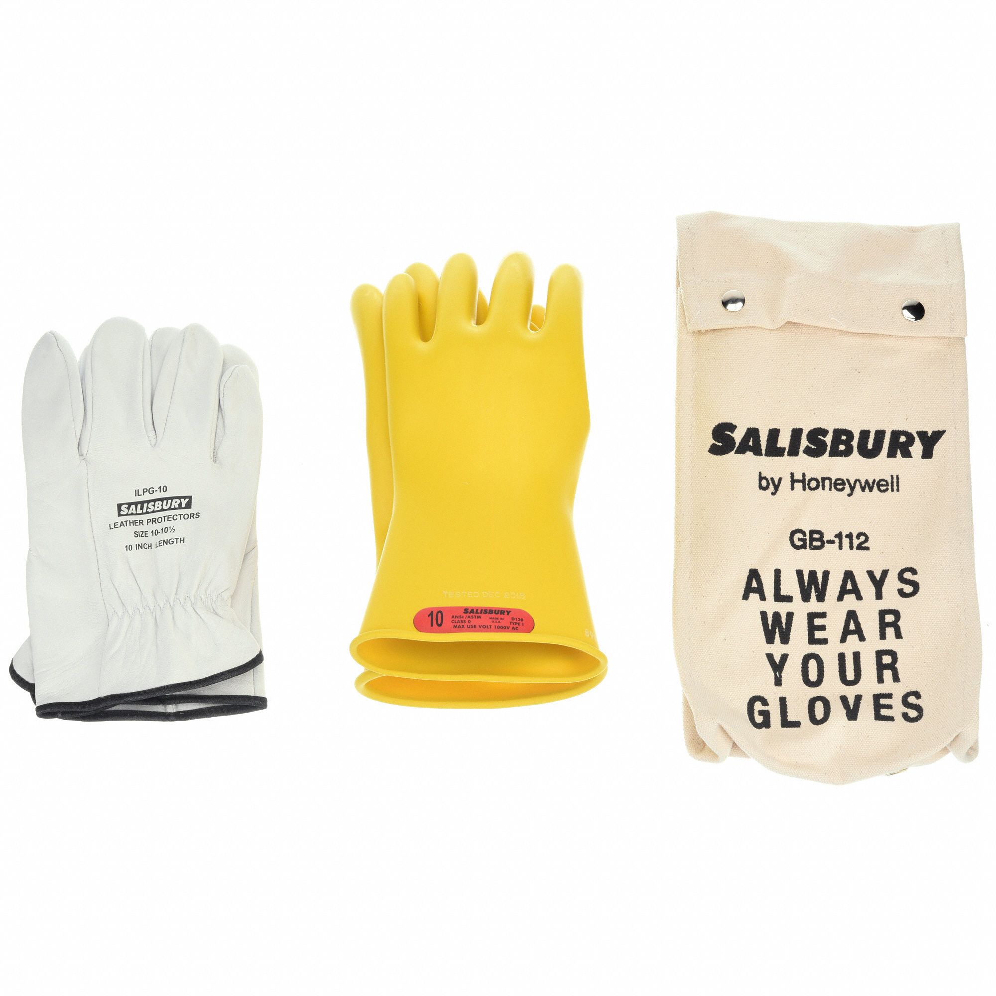 SALISBURY Electrical Glove Kit, 10, Yellow, 1 PR 3RMY7GK011Y/10