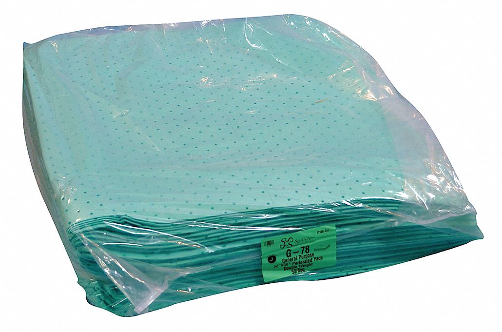 Absorbent Pad, Universal, Green, PK50