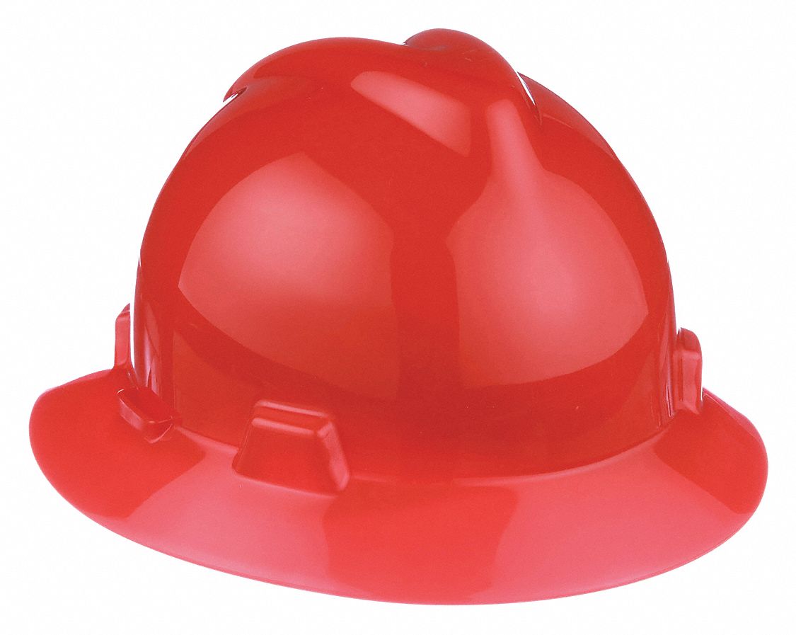 NON-SLOTTED HARD HAT, CSA, TYPE 1, CLASS E, PE, 4-PT STAZ-ON PINLOCK, FULL BRIM, ORANGE