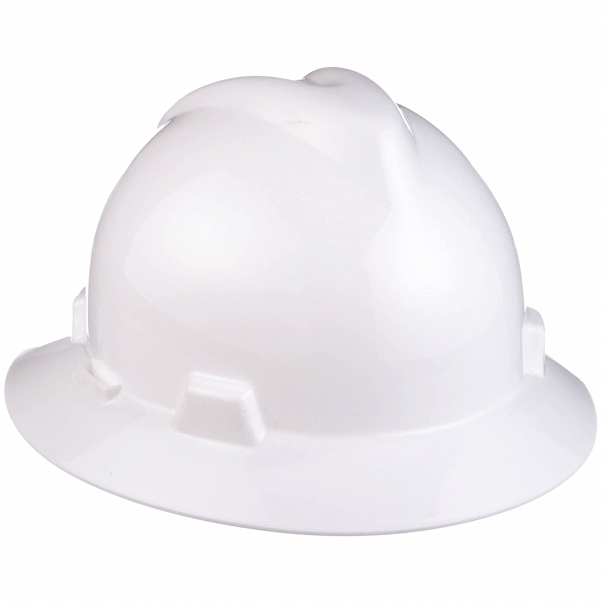 NON-SLOTTED HARD HAT, CSA, TYPE 1, CLASS E, PE, 4-PT STAZ-ON PINLOCK, FULL BRIM, WHITE