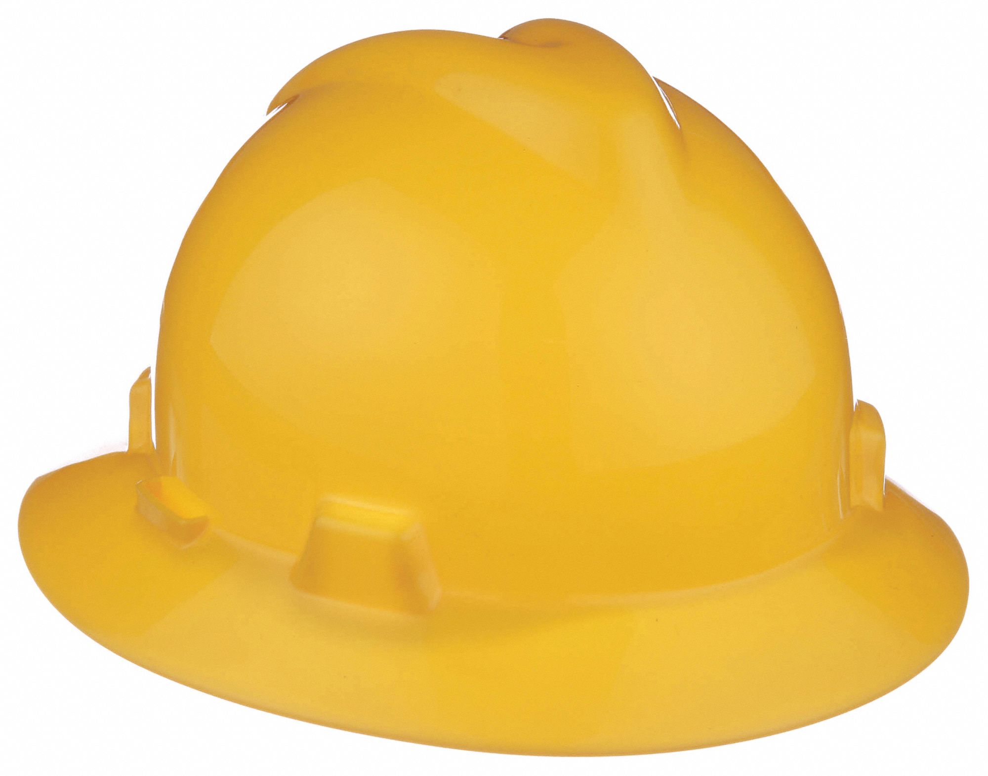 NON-SLOTTED HARD HAT, CSA, TYPE 1, CLASS E, PE, 4-PT STAZ-ON PINLOCK, FULL BRIM, YELLOW