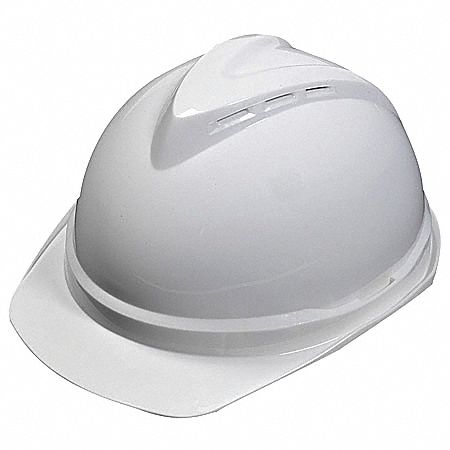 SLOTTED CAP, CSA Z94.1-2015, TYPE 1, CLASS E, PE, 6-PT FAS-TRAC III RATCHET, FRONT BRIM, WHT