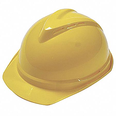 SLOTTED CAP, CSA Z94.1-2015, TYPE 1, CLASS E, PE, 6-PT FAS-TRAC III RATCHET, FRONT BRIM, YLW