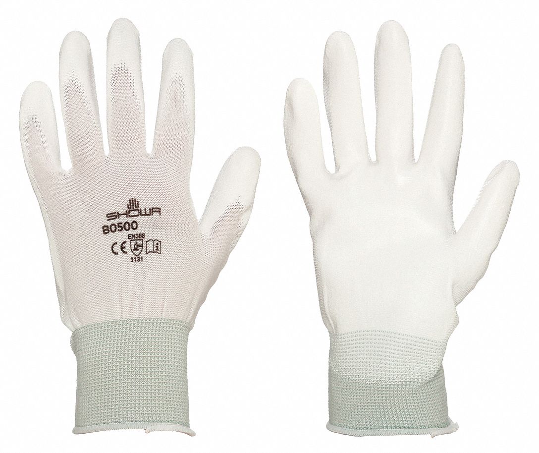 COATED GLOVES,PUR,NYLON,XL,WHITE,PR