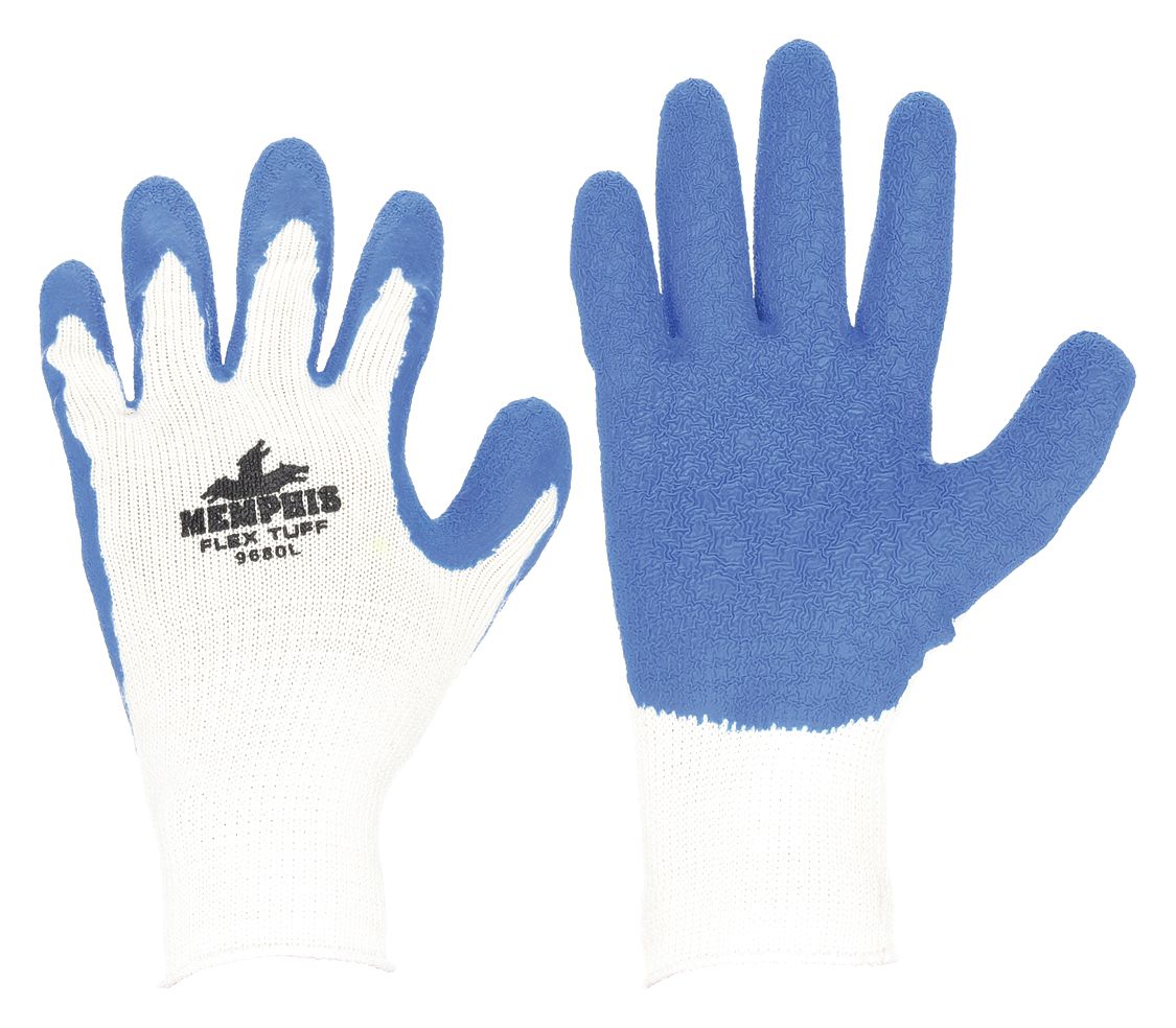 COATED GLOVES, S (7), ANSI CUT LEVEL A2, DIPPED PALM, LATEX, COTTON, 10 GA
