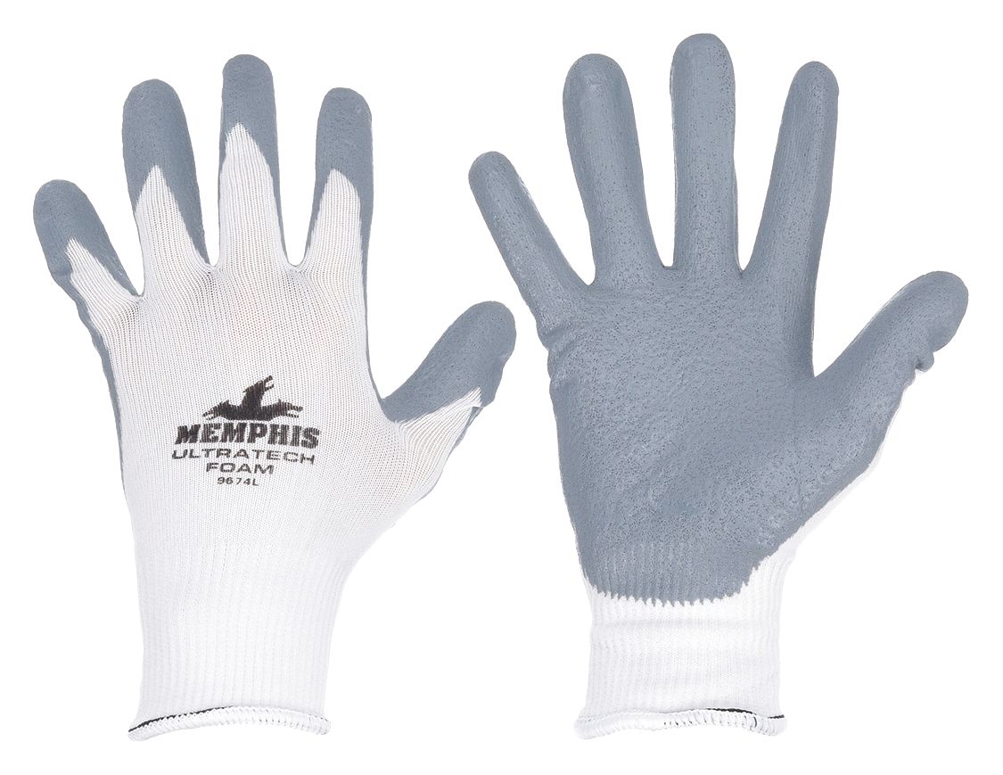 COATED GLOVES,NITRILE/NYLON,M,GREY,PR