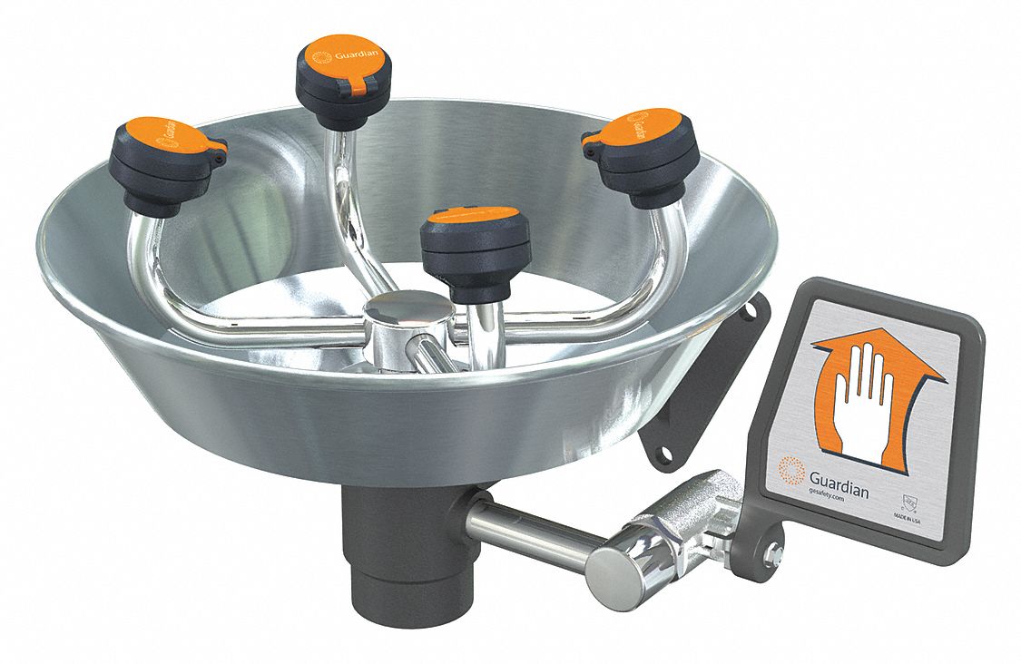 Eyewash Station, Wall Mount, SS, 15-1/2 W