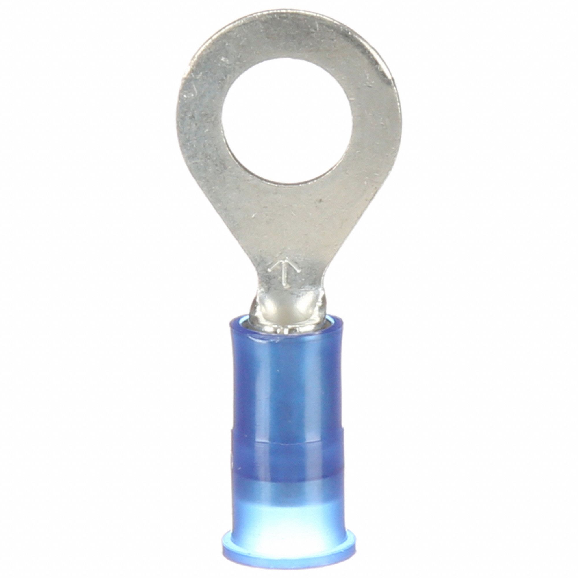 RING TERMINAL, NYLON, BLUE, #8 STUD SIZE, 16 AWG TO 14 AWG WIRE SIZE RANGE, 100 PK