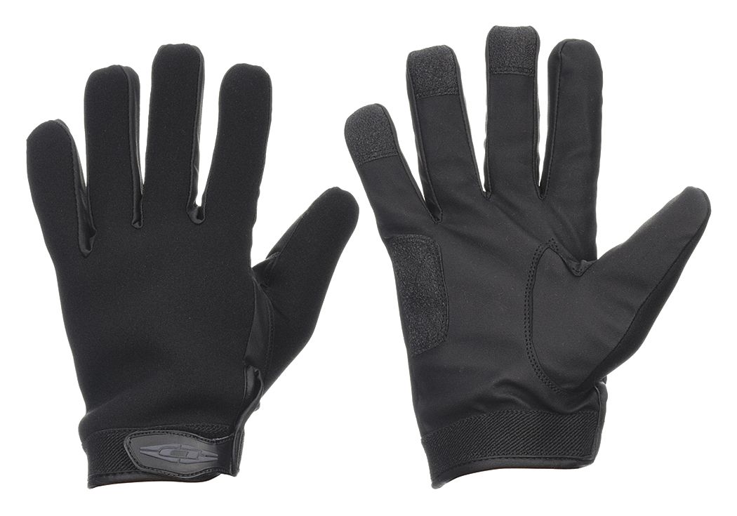 Law Enforcement Gloves: 2XL, Black, Synthetic Leather, Hook-and-Loop, 1 PR
