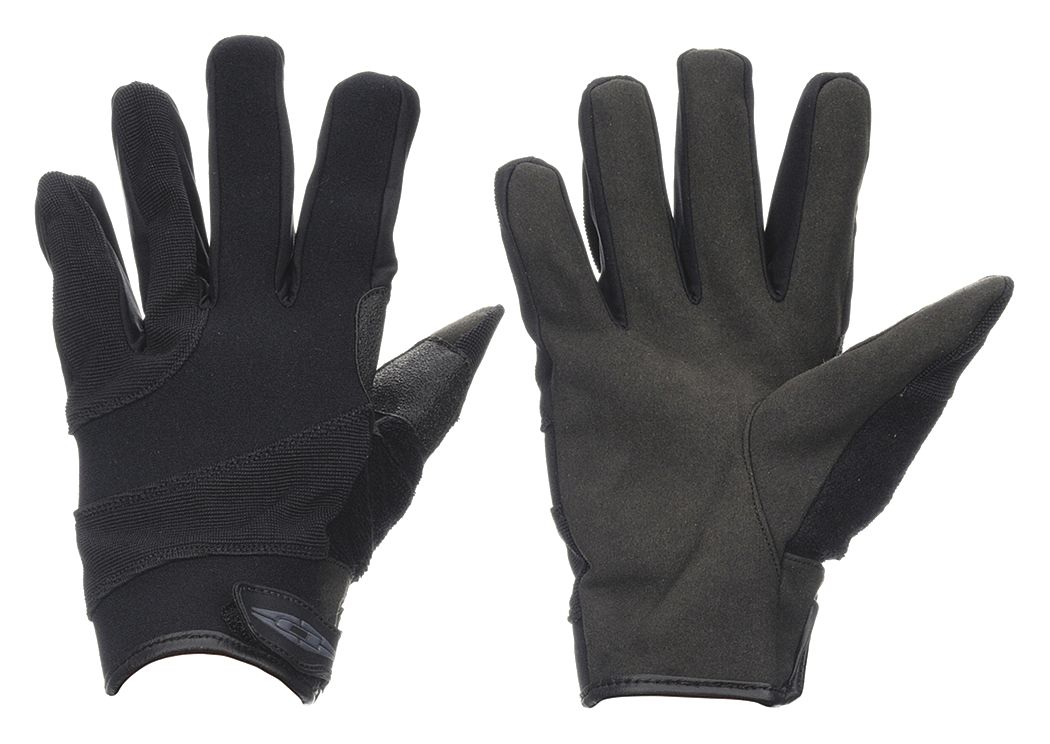Law Enforcement Gloves: 2XL, Black, Synthetic Leather, Shirred Slip-On, 1 PR