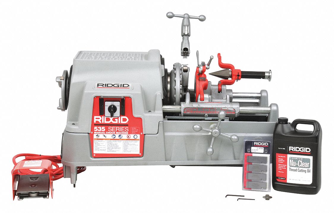 RIDGID THREADING MACHINE, CORDED, ½ HP, 115V/60HZ, ¼ TO 1½ IN DIA, 5/16 TO  1 IN BOLT - Pipe Threading & Cutting Machines - RDG61142