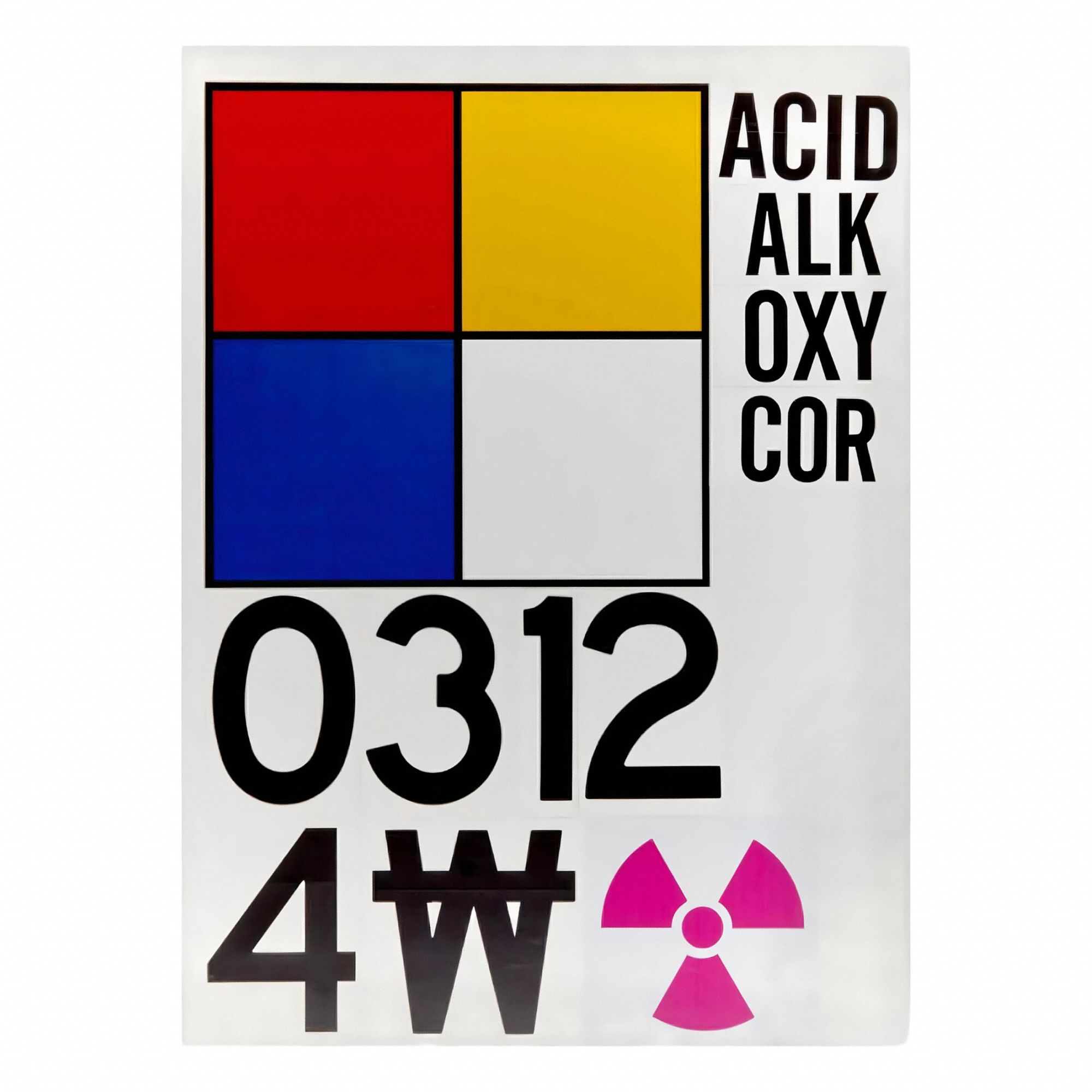 Placard Kit: Vinyl, 15 in Ht, 15 in Wd, 0.004 in Thick, 15 in x 15 in, GHS/NFPA 704/OSHA 1910.1200