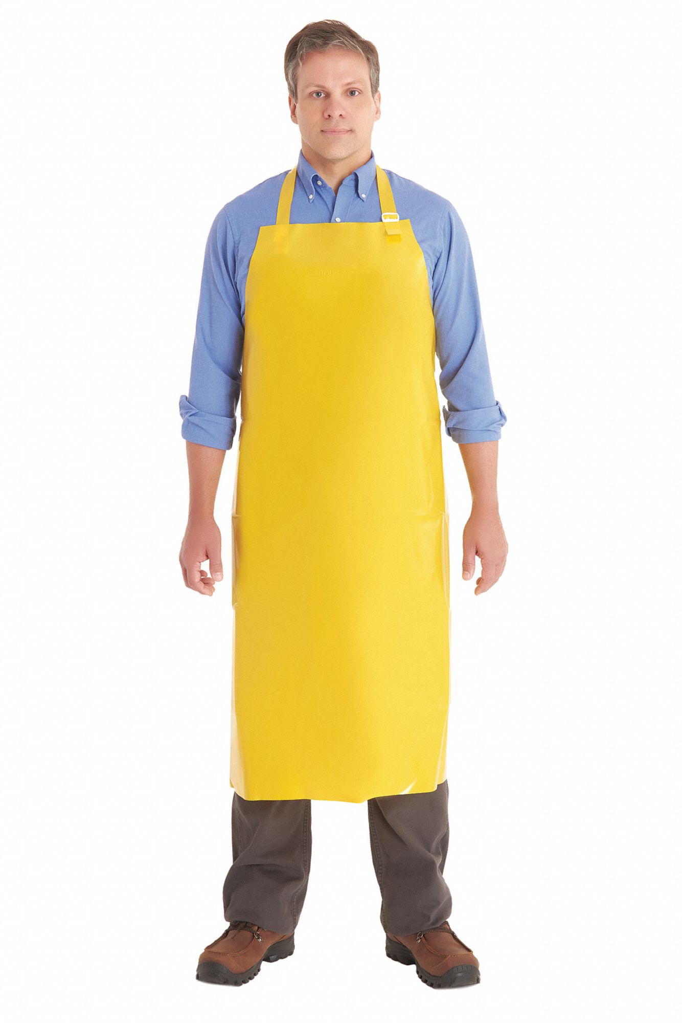 CHEMICAL RESISTANT APRON,YELLOW,50 IN L