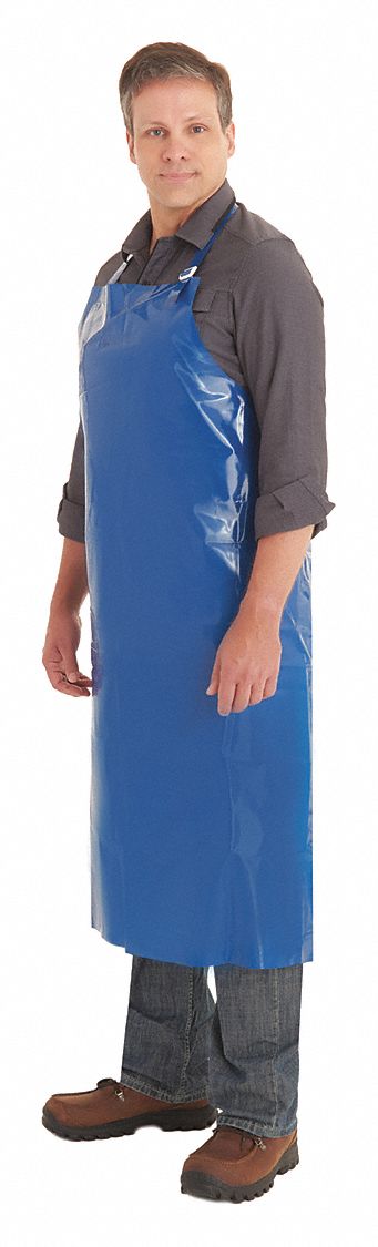 CHEMICAL RESISTANT APRON,BLUE,50 IN L