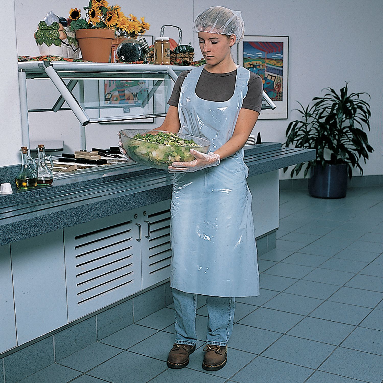 Bib Apron, Uni, White, Polyethylene, PK100