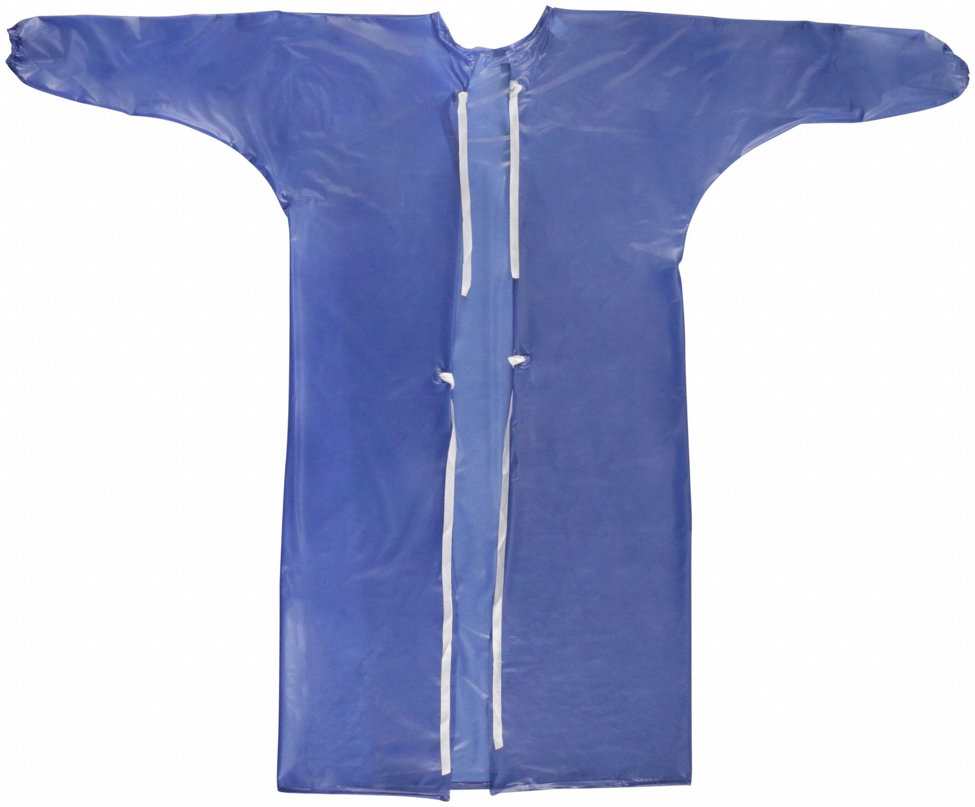 Apron: PVC, 8 mil Thick, Shin, Tie, Tie, Blue, L
