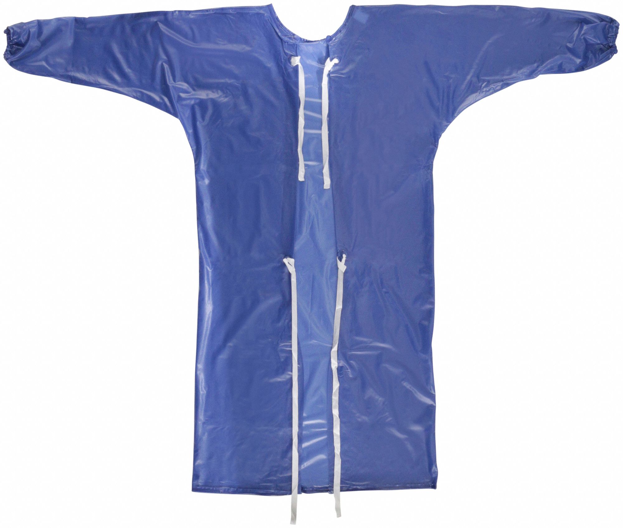 Apron: PVC, 8 mil Thick, Shin, Tie, Tie, Blue, S