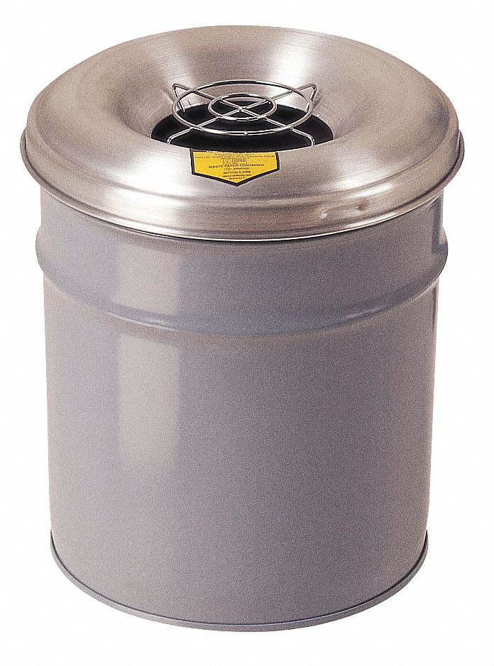 Cigarette Receptacle: 4 1/2 gal Capacity, 14 1/4 in Overall Ht, 14 1/4 in Container Dp