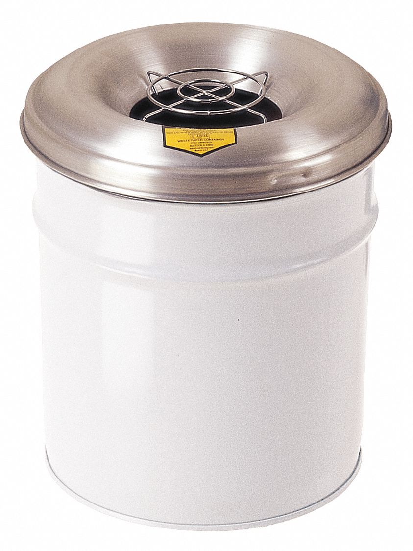 Cigarette Receptacle: 4 1/2 gal Capacity, 14 1/4 in Overall Ht, 14 1/4 in Container Dp