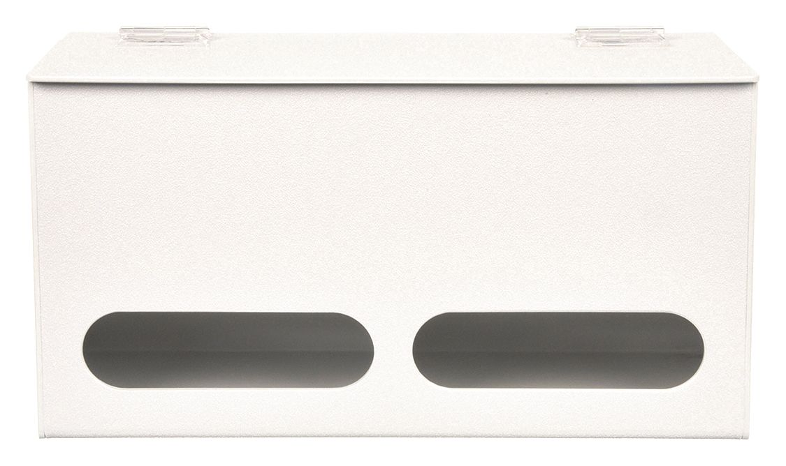 BULK GLOVE DISPENSER, 2 COMPARTMENTS, STYRENE PLASTIC, WHITE, TOP LOAD