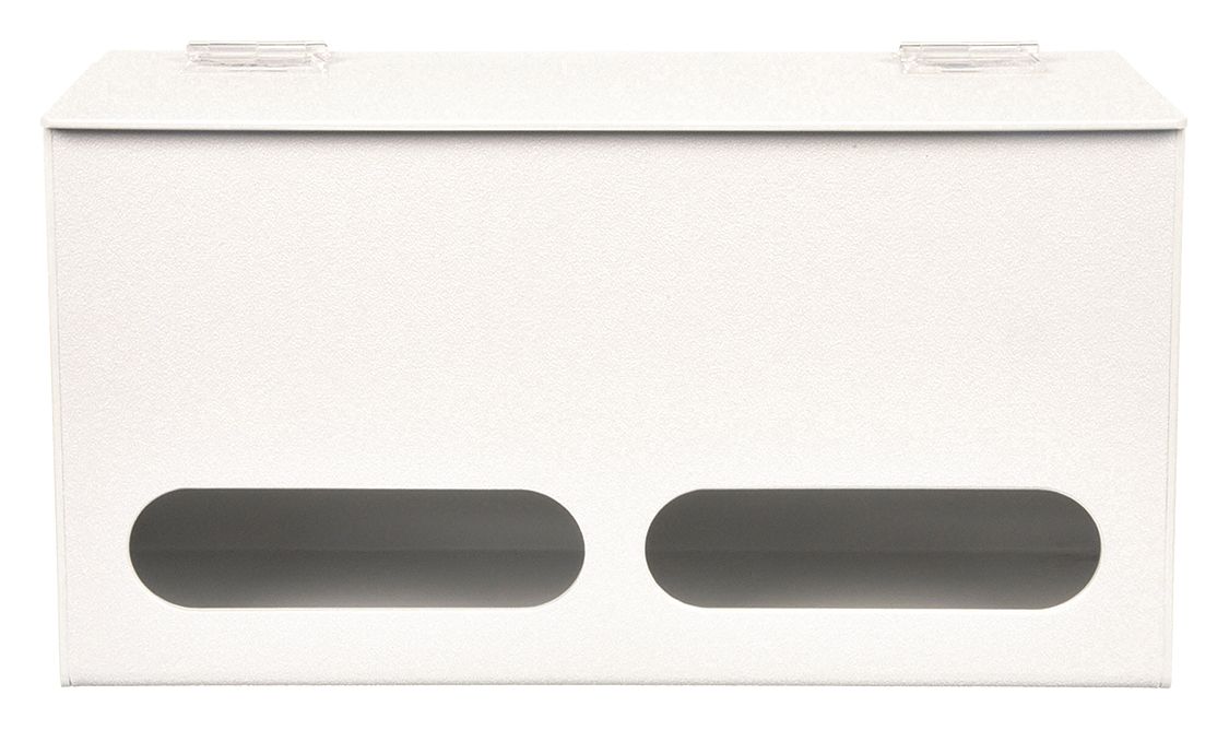 BULK GLOVE DISPENSER, 2 COMPARTMENTS, STYRENE PLASTIC, WHITE, TOP LOAD