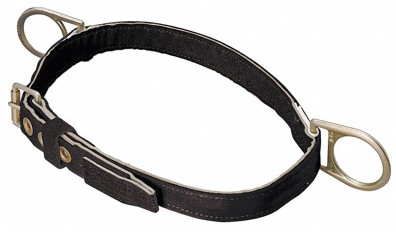 BODY BELT, S, FITS 31 IN TO 39 IN WAIST, 2 D-RINGS, STAINLESS STEEL, 2 DEES, CSA