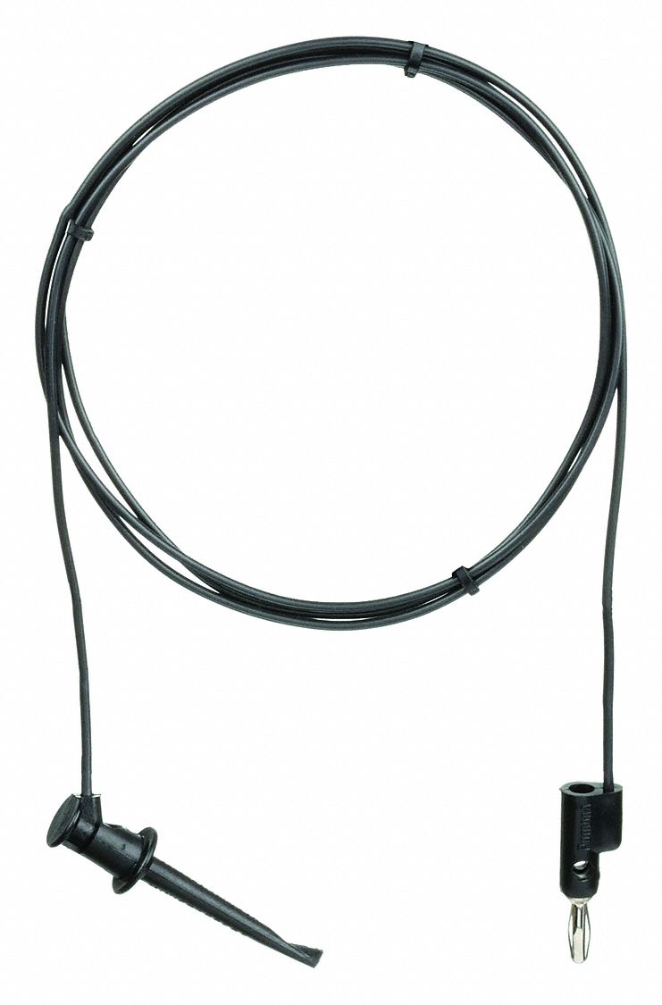 MINI HOOK TEST LEAD,PVC,60",BLACK