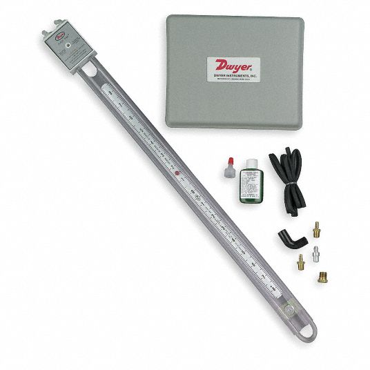 DWYER Analog Manometer Flex UTube, 8 to 8 in wc, 50 psi Max., 130°F