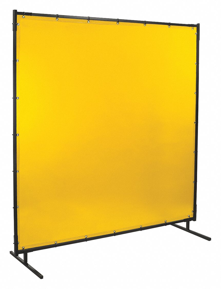 WELDING SCREEN, VINYL, 6 X 6 FT, YELLOW, &frac34; IN FRAME, TINTED TRANSPARENT