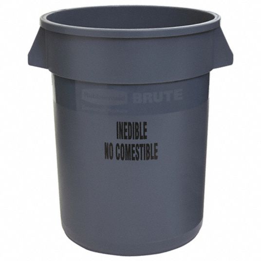 Rubbermaid Brute Container with Lid, Round, Plastic, 32 gal, Gray