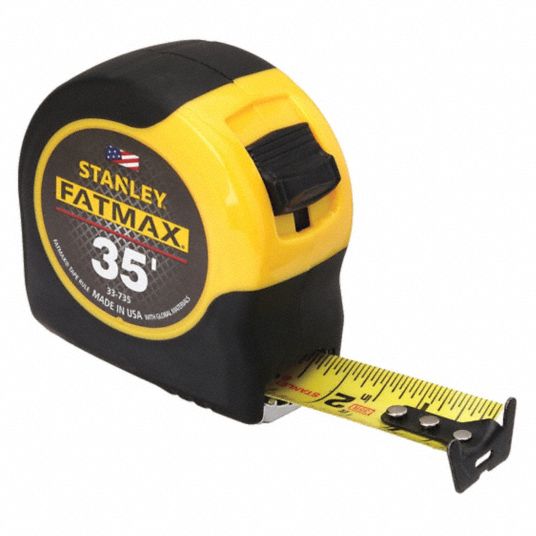 912387-8 Stanley Tape Measure: 25 ft. Blade L, 1 in Blade W, in/ft/Fractional,  Closed, Steel