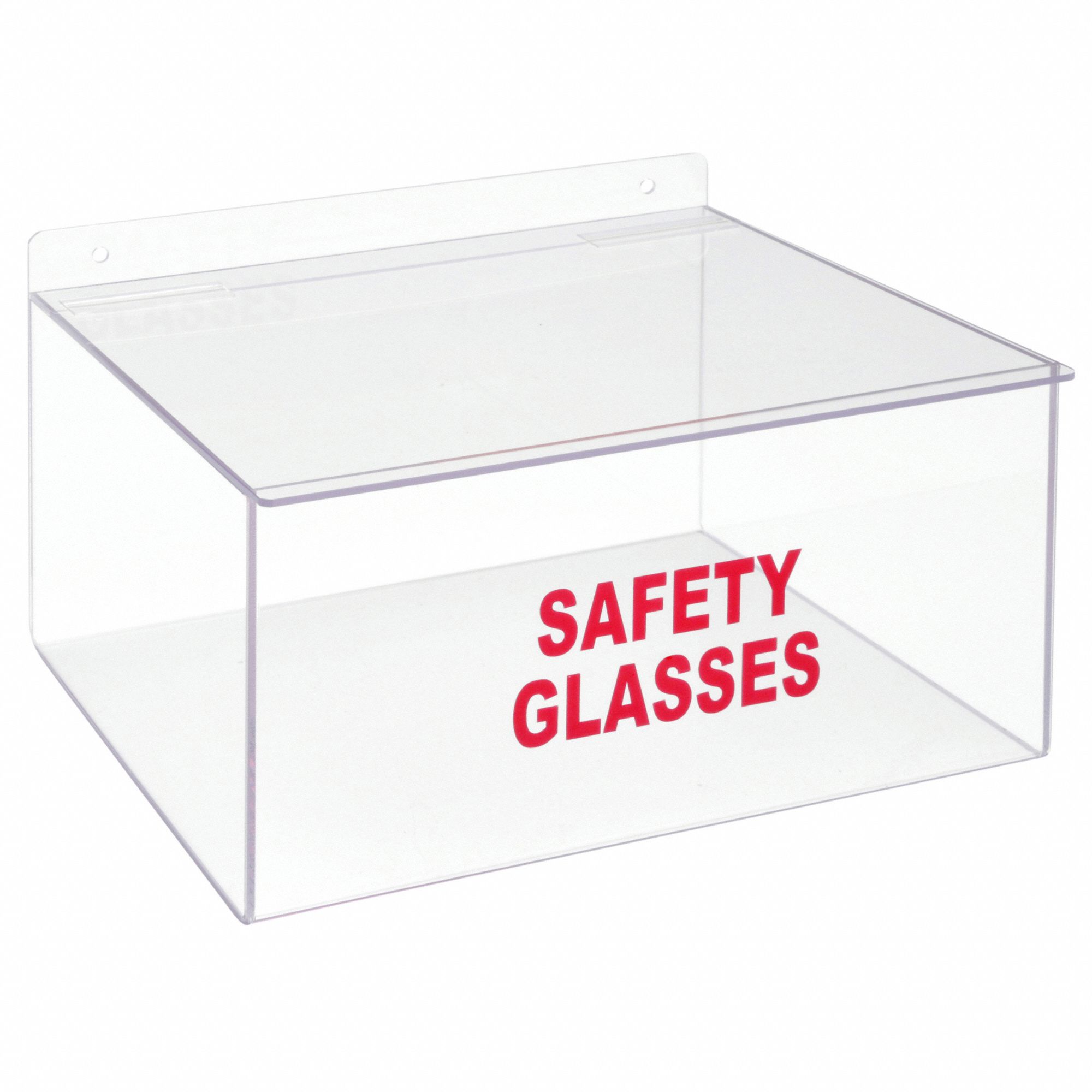 SAFETY GLASSES DISPENSER W/ LID, TRAY, HORIZONTAL, PE, CLEAR, 11½ X 7 X 9½ IN, 20 PAIRS