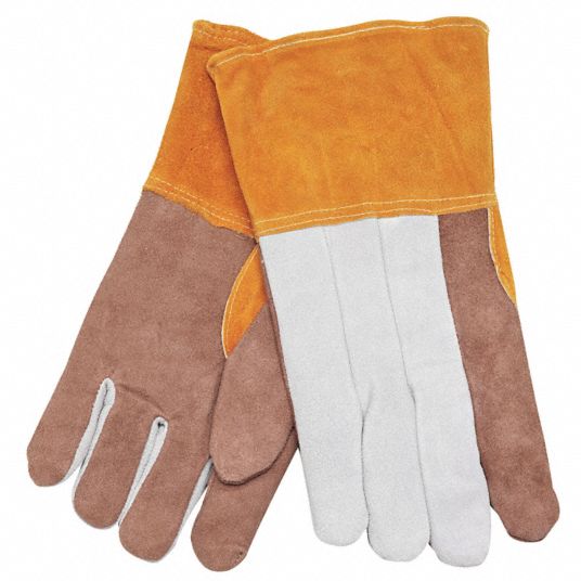 MCR SAFETY Welding Gloves Straight Thumb, Gauntlet Cuff, Premium