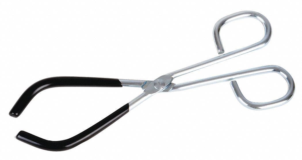 Brite Steel, 9 1/2 in Overall Lg, Beaker Tongs - 3TCG9