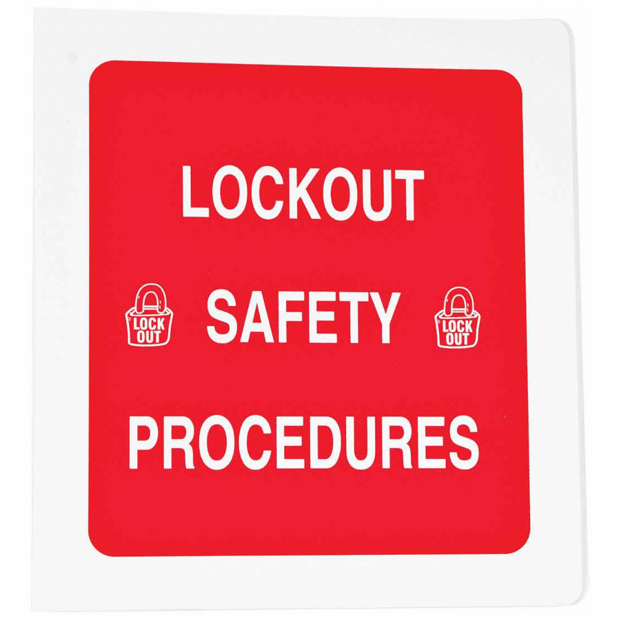 LOCKOUT PROCEDURE BINDER, 20 IN OVERALL H, 4½ IN OVERALL D, 14 IN OVERALL W, RED/WHITE, BINDER