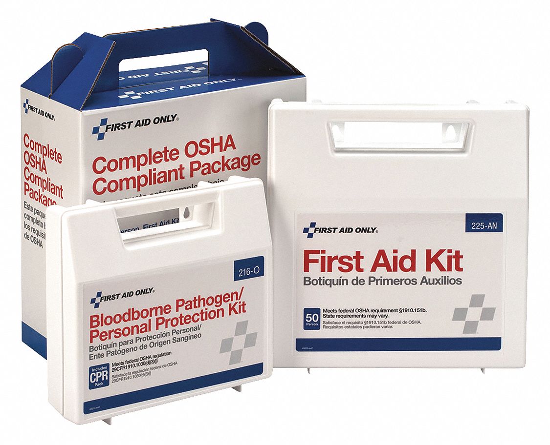 First Aid Kit for 50 People, 229 Pieces, ANSI/OSHA Compliant, Plastic Case First Aid Only