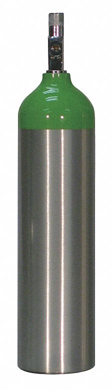 LIFE CORP D Size Oxygen Cylinder - Empty, 425L Capacity, Aluminum, 4 ...