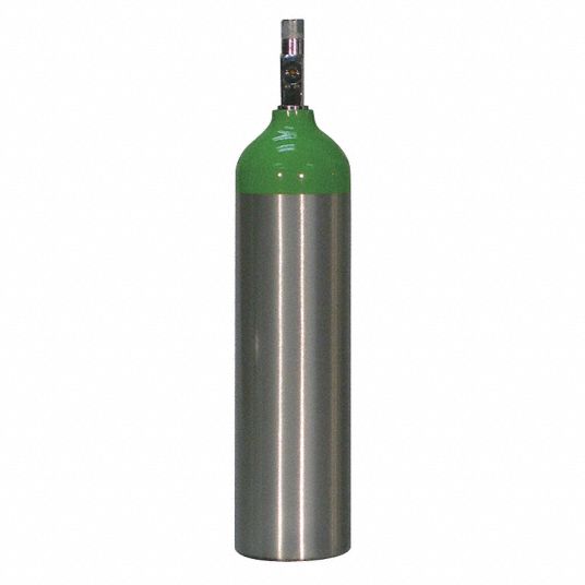 LIFE CORP D Size Oxygen Cylinder - Empty, 425 L Capacity, Aluminum, 4 ...