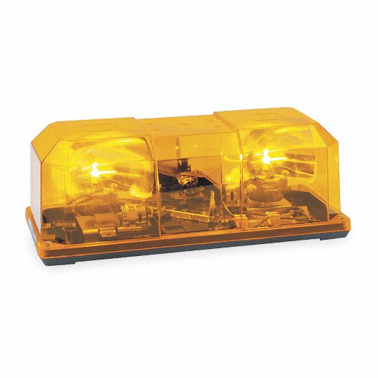 FEDERAL SIGNAL Amber Mini Light Bar, Halogen Lamp Type, Permanent ...