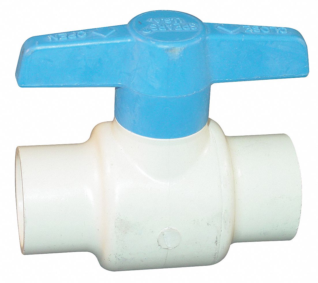 SPEARS Ball Valve, CPVC, Inline, 1-Piece, Pipe Size 1/2 In, Connection ...