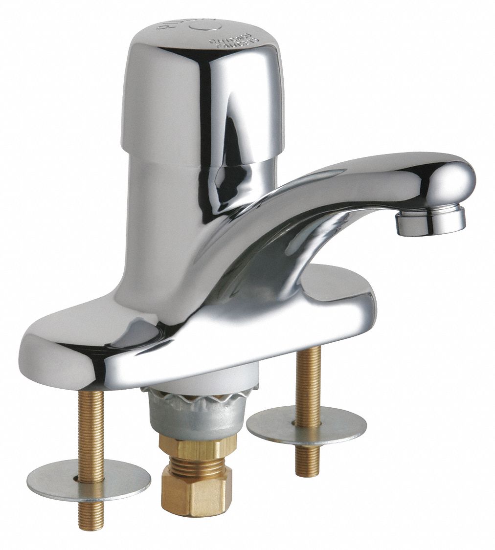 LOW ARC BATHROOM FAUCET: CHICAGO FAUCETS, 3400, CHROME FINISH, 0.5 GPM, 4¾ IN SPOUT L