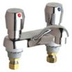 Low-Arc-Spout Dual-Metering-Handle Two-Hole Centerset Deck-Mount Bathroom Faucets