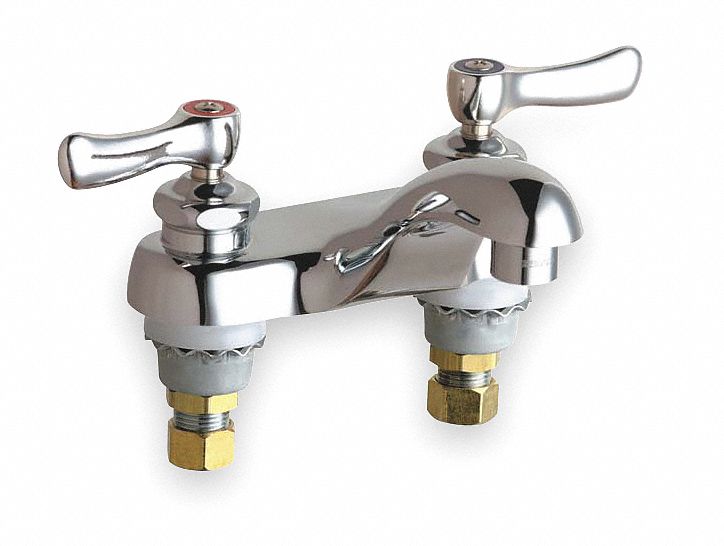 CHICAGO FAUCETS Chrome, Low Arc, Bathroom Sink Faucet, Manual Faucet