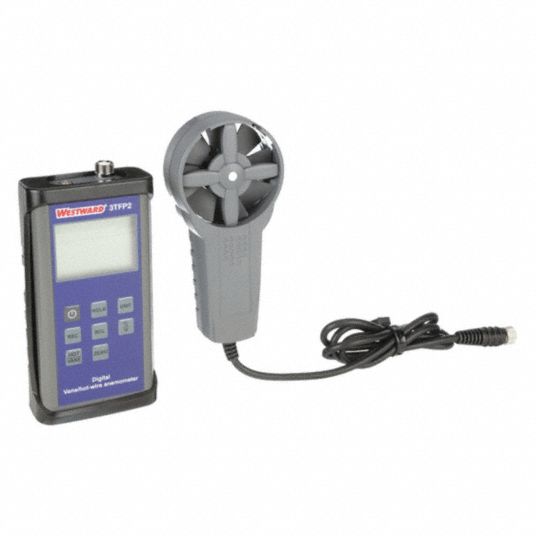 WESTWARD, Rotating Vane and Hot Wire, Dual 4 Digit LCD, Anemometer
