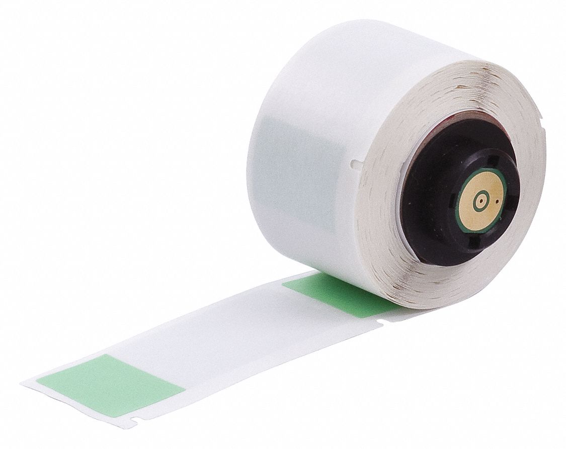 Wraparound Label: 2 1/2 in x 1 in, Vinyl, Green (Matte), For 0.26 in to 0.56 in Wire Dia