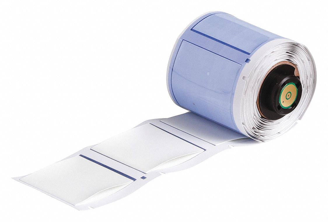 Sleeve Label: 1 3/4 in x 1 in, Polyolefin, White (Matte), For 1 AWG to 500 AWG Wire Gauge