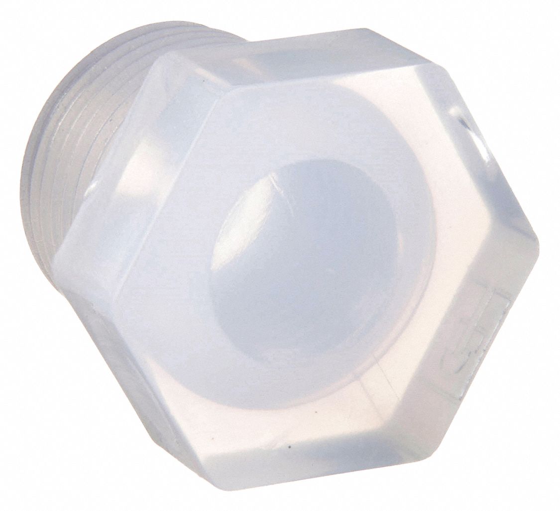 Pipe Plug: 3/4 in Pipe Size, 15/16 in Overall Lg, PFA, Male NPT